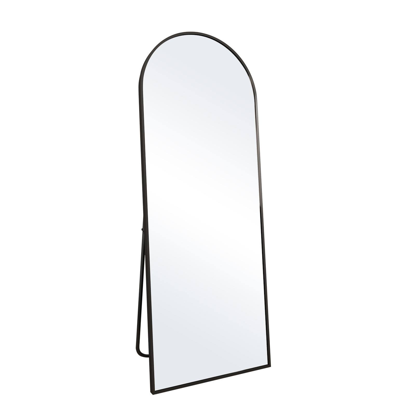 Front. Easly - BLACK 21 in. W x 64 in. H Arched Aluminum Alloy Full Length Floor Mirror - Black.