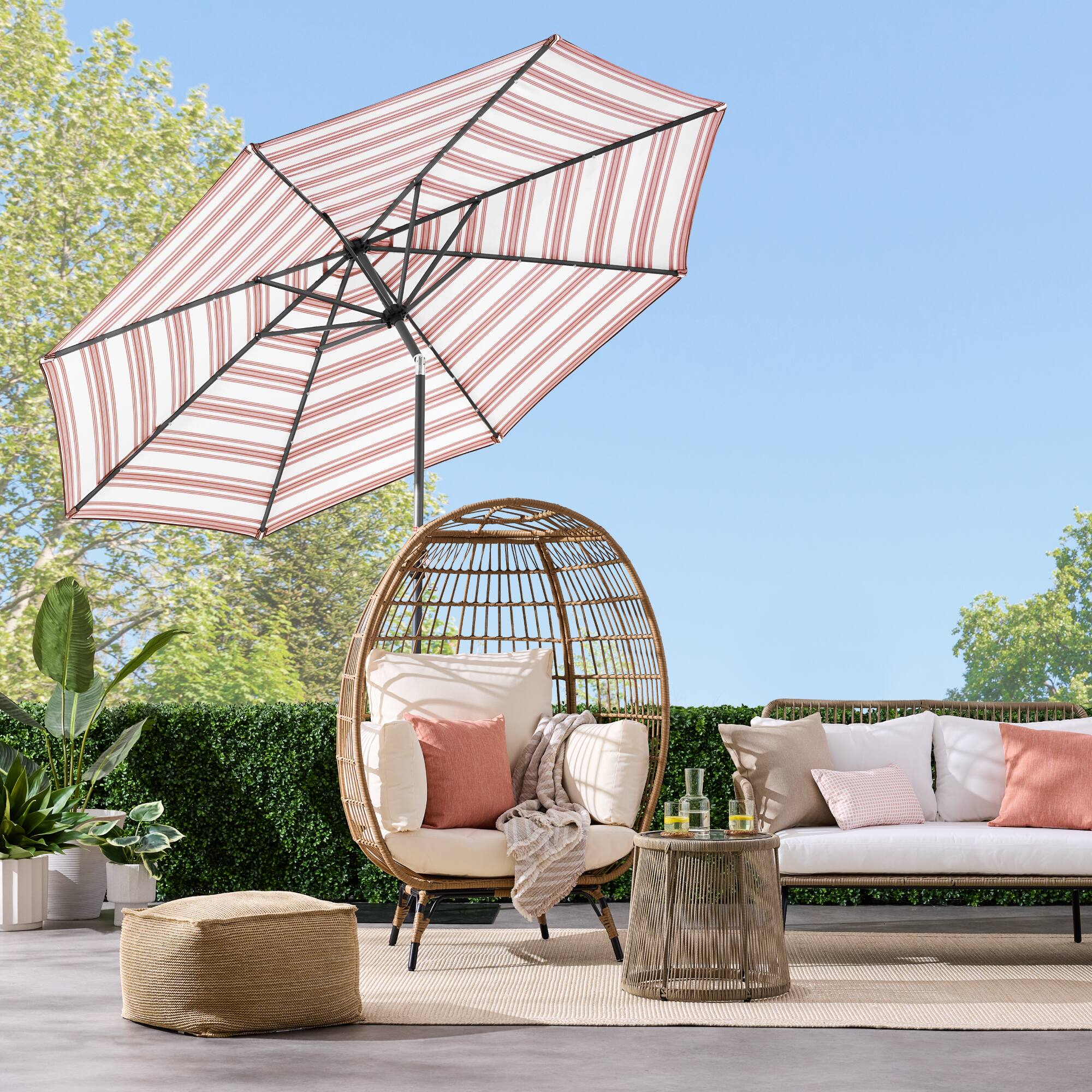 Alt View 1. Best Choice Products - Best Choice Products 10ft Solar LED Lighted Patio Umbrella w/ Tilt Adjustment, UV-Resistant Fabric - Striped Rust - Striped Rust.