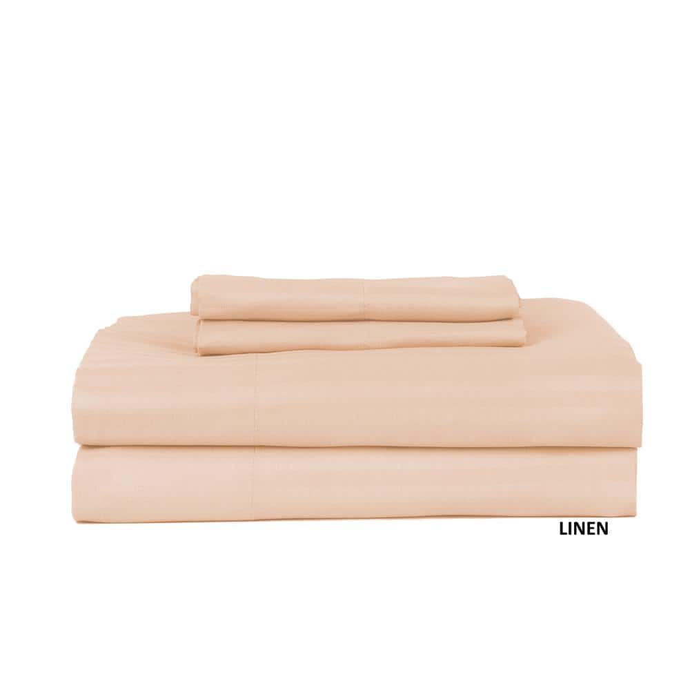 Castle Hill London - 600 Thread Count Sateen Stripe Sheet Set - King - Linen