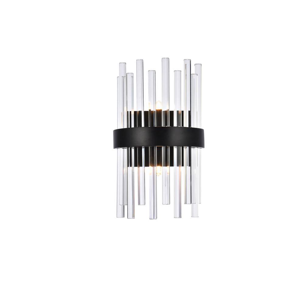 Alt View 4. Elegant Lighting - Dallas 8 inch crystal bath sconce in black - Black.