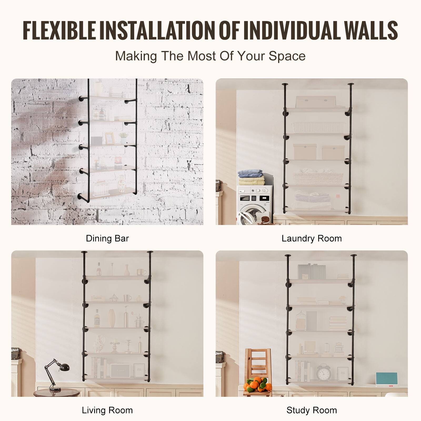 FLEXIBLE INSTALLATION OF INDIVIDUAL WALLS  
Making The Most Of Your Space  

Dining Bar  
Laundry Room  
Living Room  
Study Room