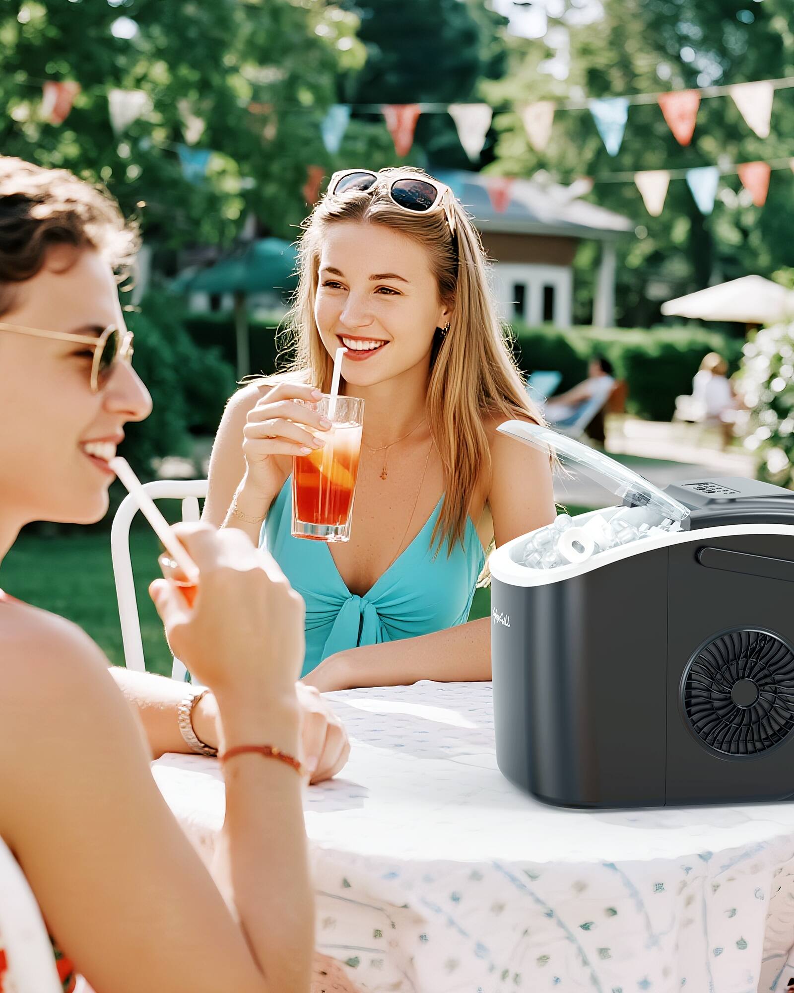 Alt View 3. CyberChill - CyberChill Countertop Ice Maker, Portable Ice Machine with Handle, 6 Mins Fast Ice, 26 lbs/Day, Self-Cleaning - Black.