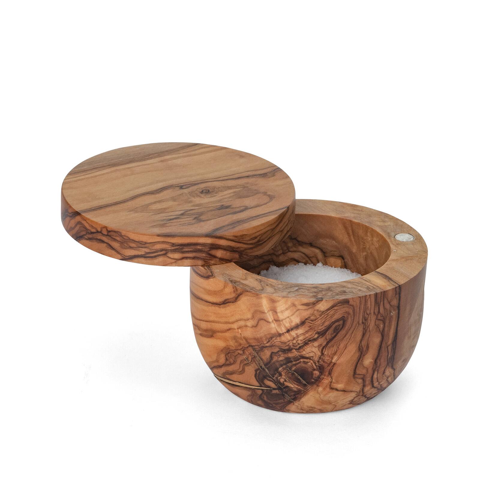 Alt View 3. Berard - France Olive Wood Salt Keeper - Brown.