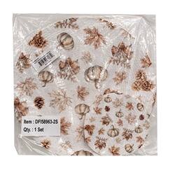 Back. BreeBe - 2/Set - Rooted In Nature Placemat & Trivet - White, Brown, Cream.