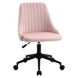 Vinsetto - Velvet Scallop Shape Mid-Back Office Chair with Swivel - Pink
