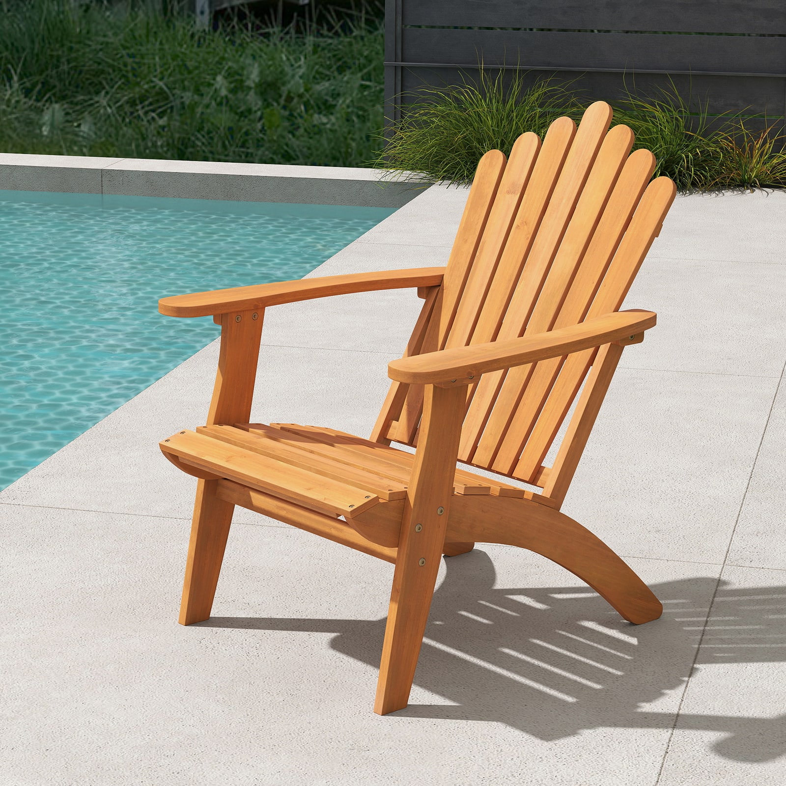Gymax - Adirondack Chair w/ Slatted Backrest & Seat Built-in Armrests for Backyard - Yellow price history on PriceWatchPro