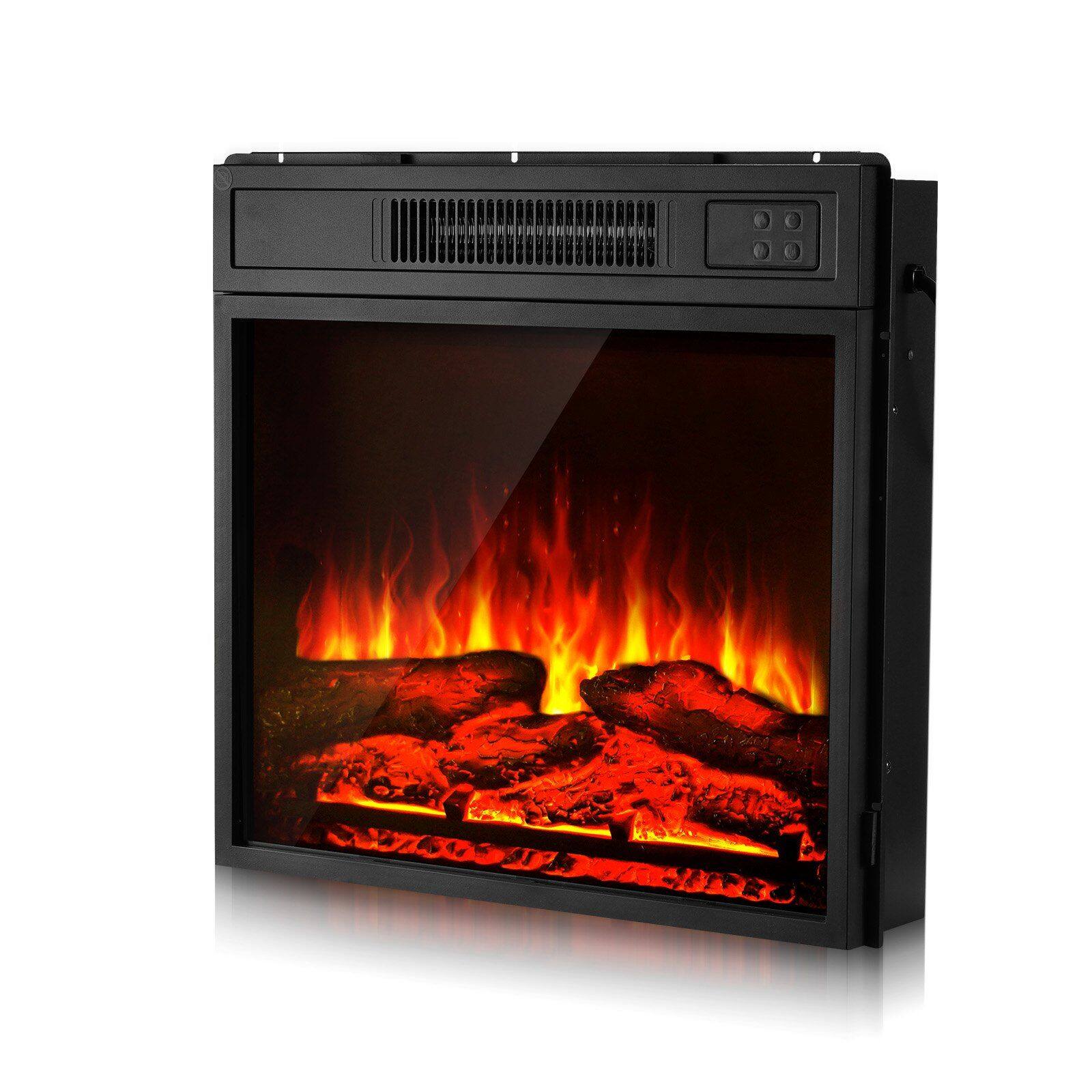Front. Mirfee - 18" Compact Electric Fireplace Insert, Recessed/Wall Mount, 1500W Heater, 3-Level Flame, 24H Timer, For Small Spaces.