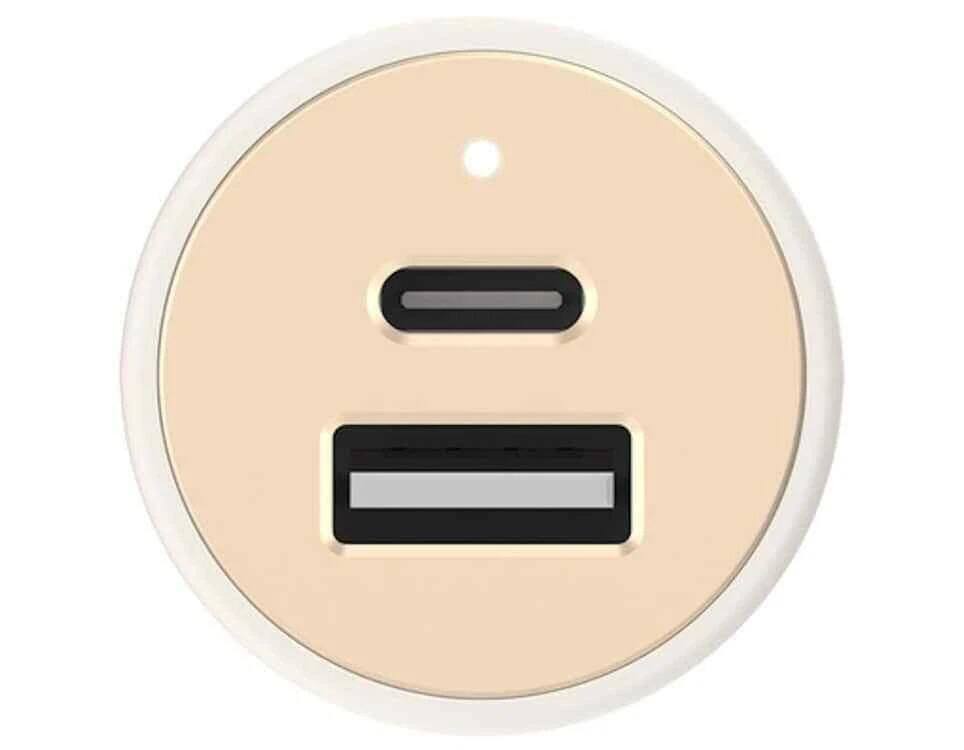 Left. Belkin - Belkin Signature Edition 30W Power Delivery Car Charger Type C and USB A I Color: Cream - Cream.