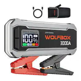 WOLFBOX - 3000A 12V Car Battery Jump Starter, 16000mAh Portable Battery Jump Box Pack with LED Light, USB Quick Charge