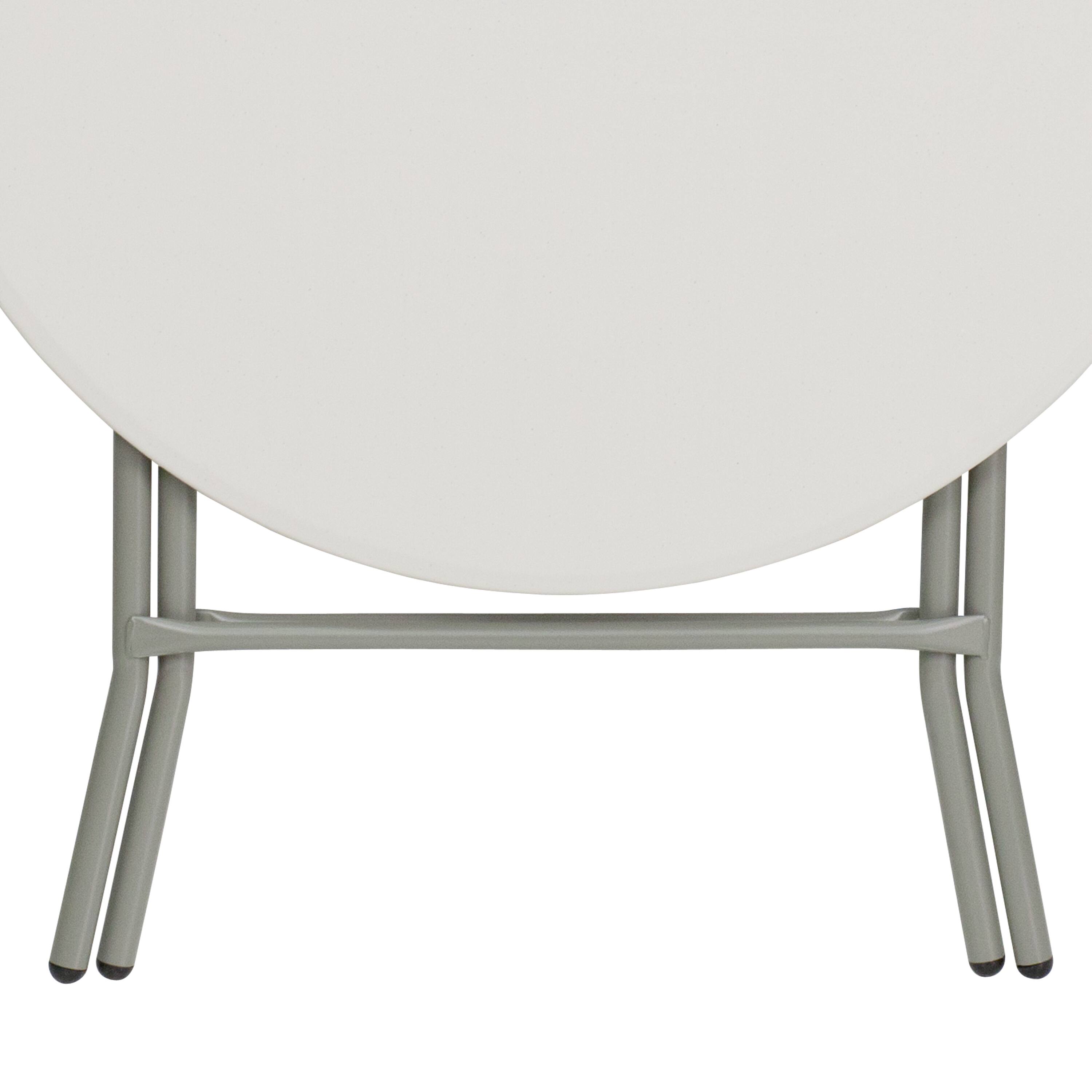 Alt View 7. Emma + Oliver - 2.63-Foot Round Plastic Folding Table - Granite White.