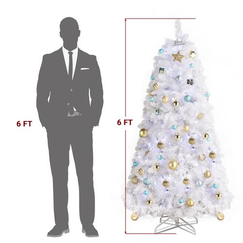 Alt View 1. Winado - 6 FT Artificial Christmas Tree with 300 LED Lights for Holiday Decorations - White.