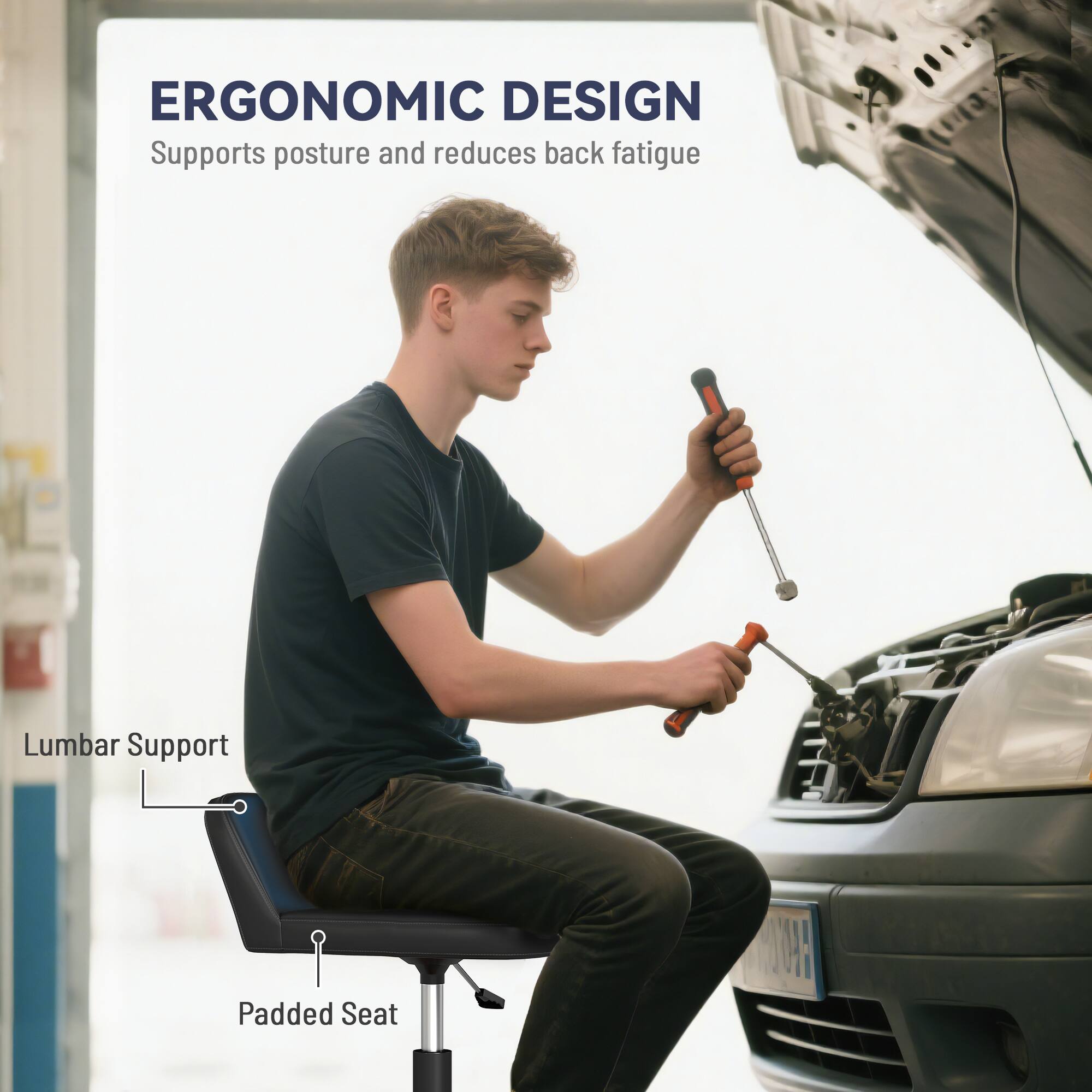 ERGONOMIC DESIGN, Lumbar Support, Padded Seat, Supports posture and reduces back fatigue