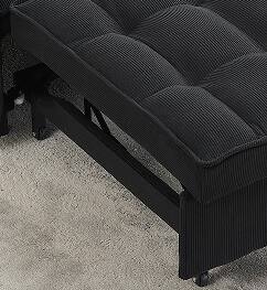 Angle. GOODSILO - Elegant 55-Inch Velvet Sofa Bed with Storage Pockets - Three-in-One Convertible Design - Black.