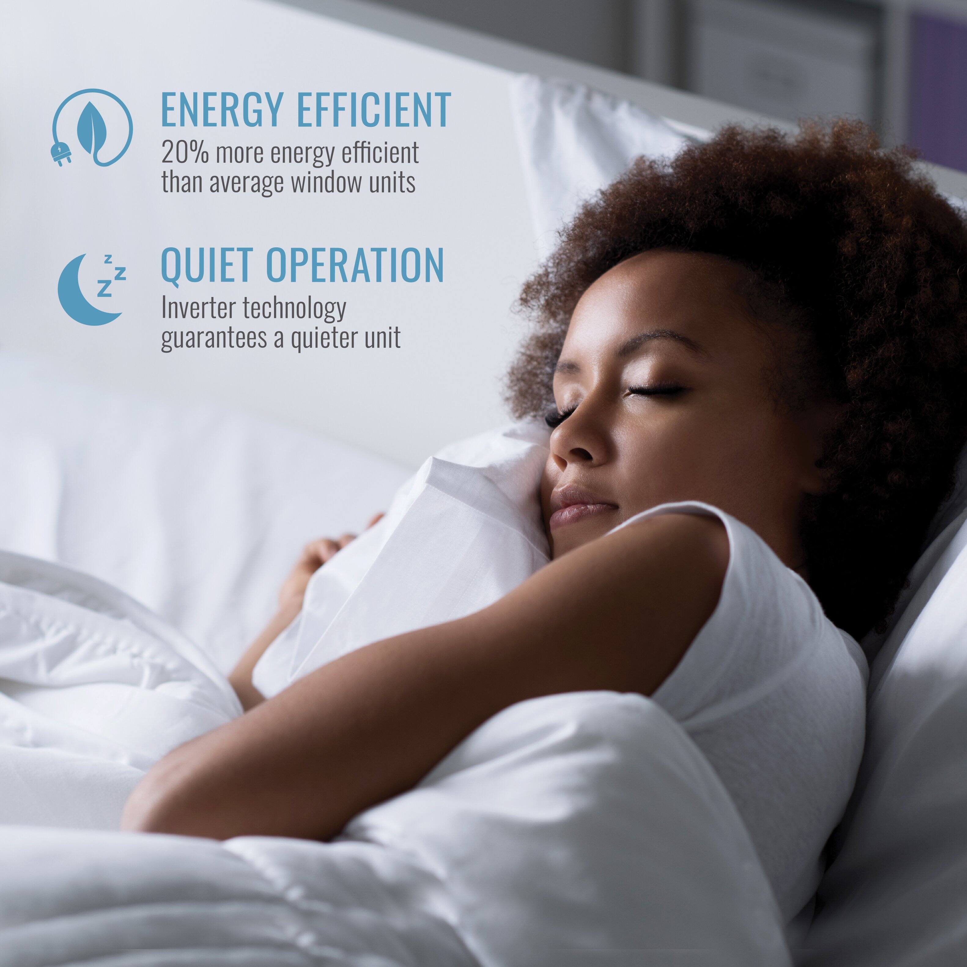 ENERGY EFFICIENT  
20% more energy efficient than average window units  

QUIET OPERATION  
Inverter technology guarantees a quieter unit