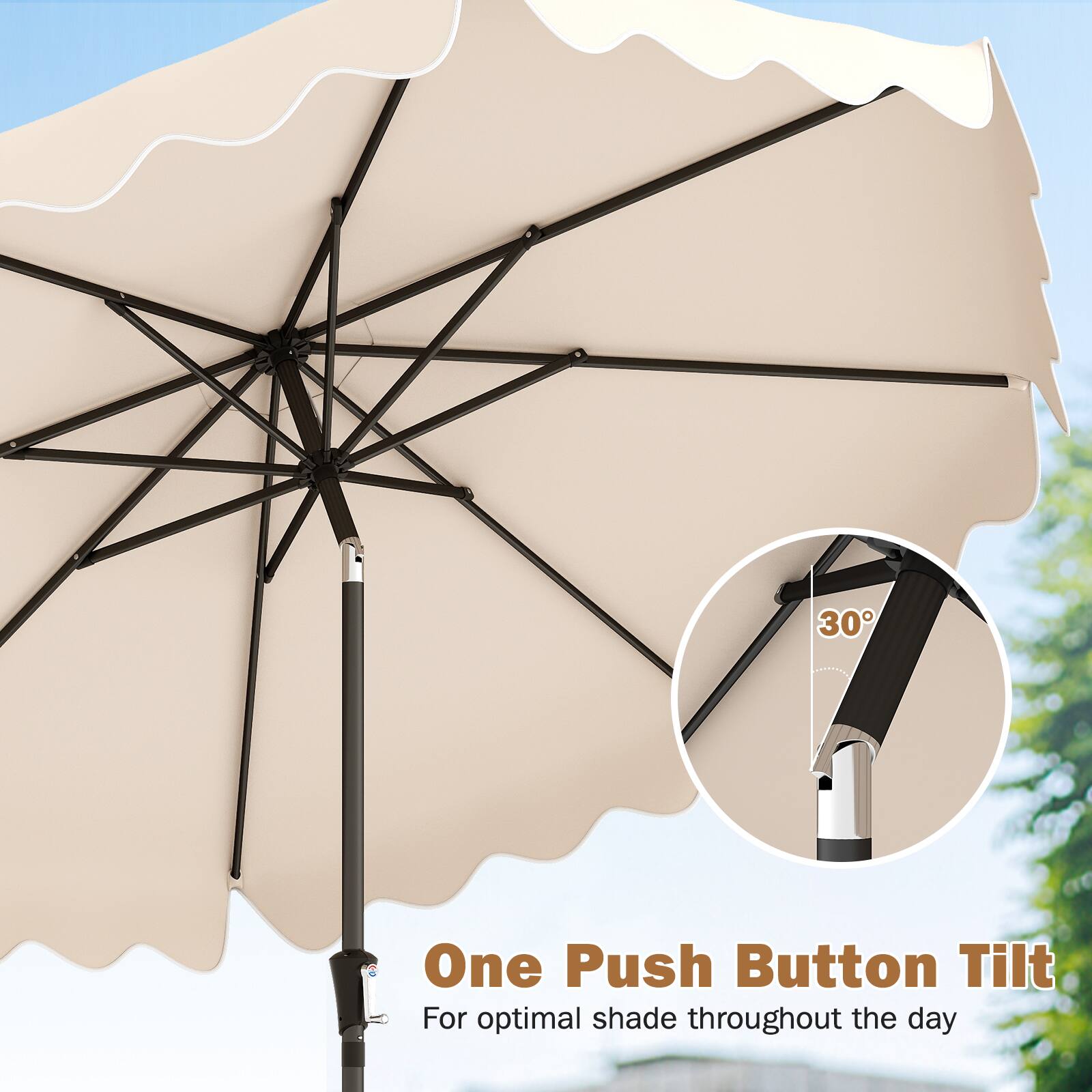 One Push Button Tilt  
For optimal shade throughout the day