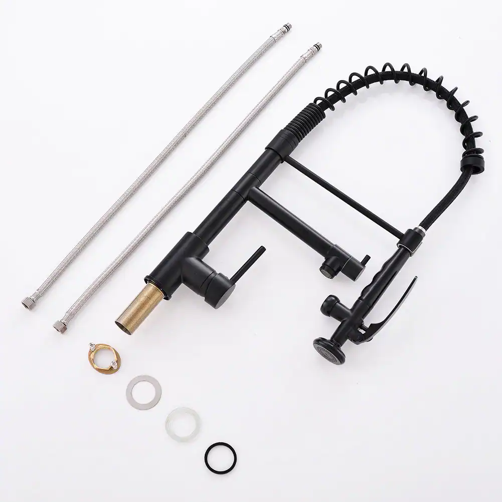 Alt View 2. Boyel Living - Matte Black Dual Function Single Handle No Sensor Gooseneck Pull Down Sprayer Kitchen Faucet - Matte Black.