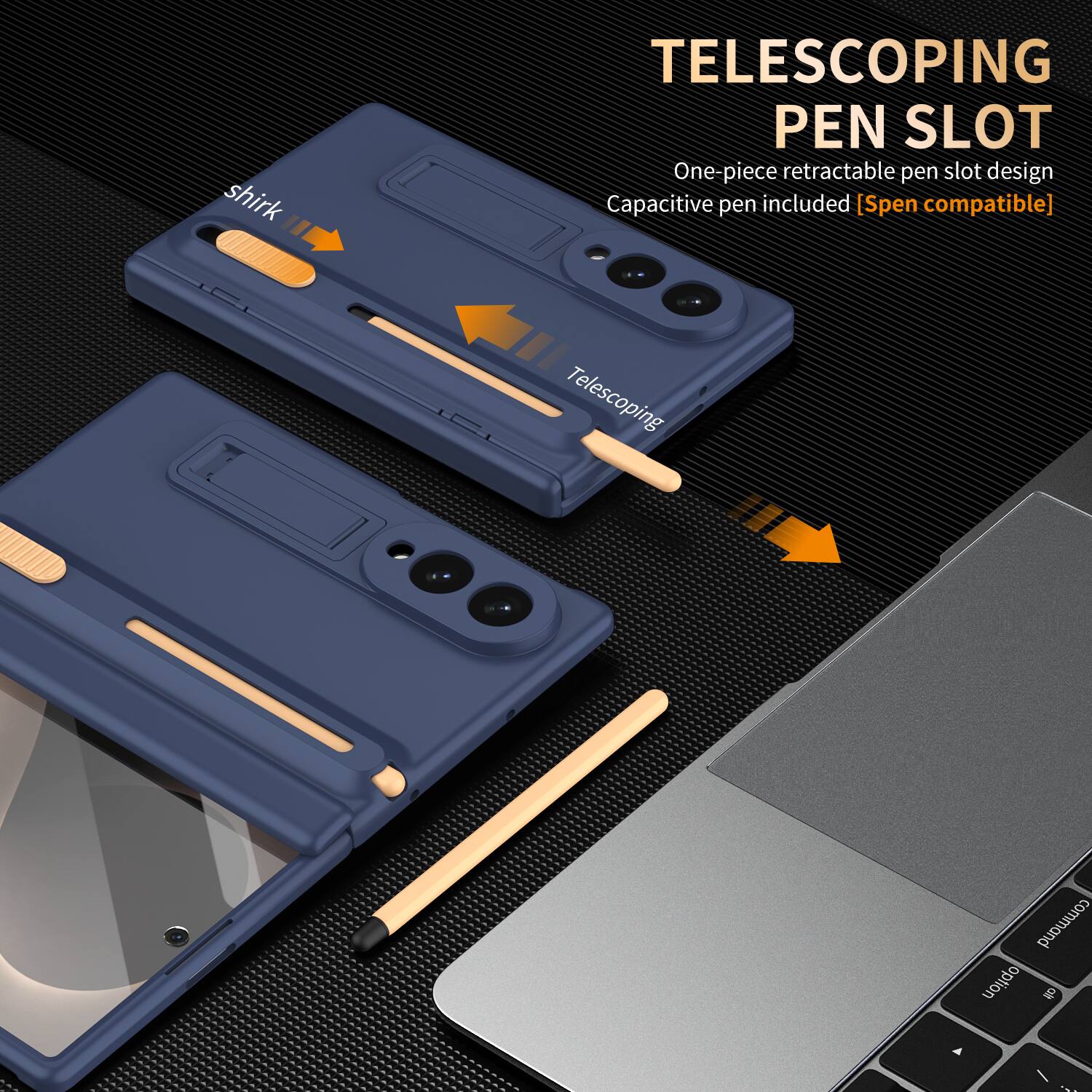 shirk

TELESCOPING PEN SLOT
One-piece retractable pen slot design
Capacitive pen included [Spen compatible]

Telescoping