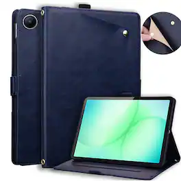 Dteck - Case For Samsung Galaxy Tab A11+ 2025/A9+ 2023 11-inch Business Premium Leather Folio Adjustable Stand Card Slots Cover - Blue