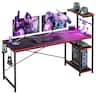 Bestier - 61 Inch RGB Gaming Desk with LED Lights & Storage Shelf - Ergonomic Computer Desk - Carbon Fiber Black