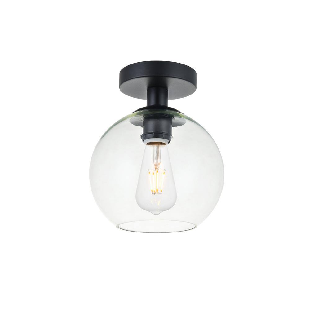 Alt View 2. Living District - Baxter 1 Light Black Flush Mount With Clear Glass - Black And Clear.