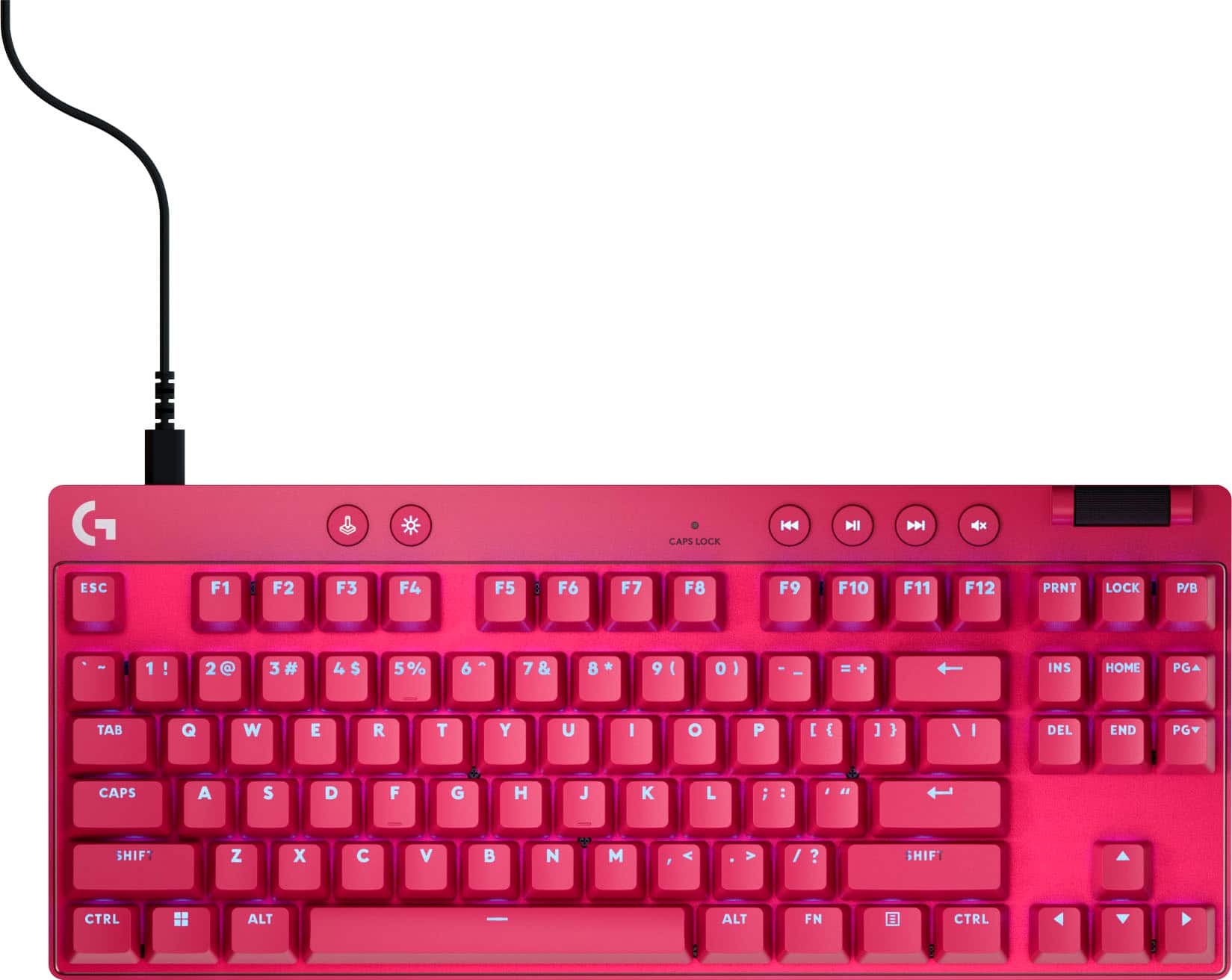 Logitech - PRO X TKL RAPID Wired Hall-Effect Gaming Keyboard with Magnetic Analog Switch and Customizable RGB Lighting for PC - Magenta - Front_Zoom