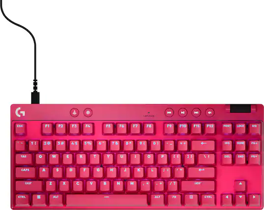 Logitech - PRO X TKL RAPID Wired Hall-Effect Gaming Keyboard with Magnetic Analog Switch and Customizable RGB Lighting for PC - Magenta