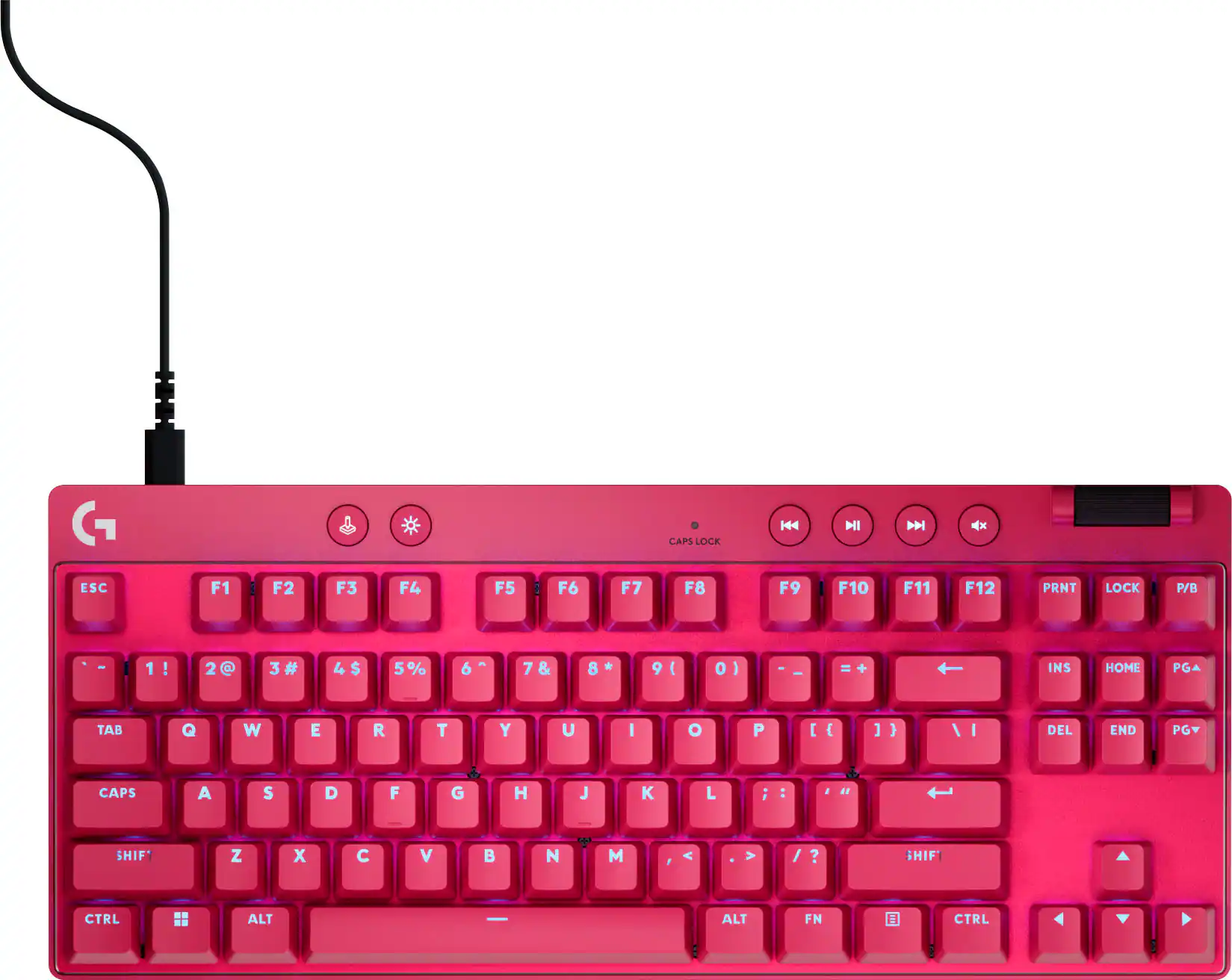 Logitech - PRO X TKL RAPID Wired Hall-Effect Gaming Keyboard with Magnetic Analog Switch and Customizable RGB Lighting for PC - Magenta