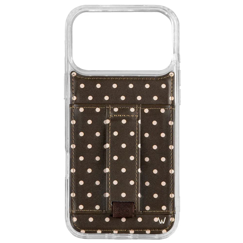 Front. Walli Cases - Walli Cases iPhone 17 Pro Max Phone Case with Wallet and Finger Strap - Cocoa Dot - Cocoa Dot.