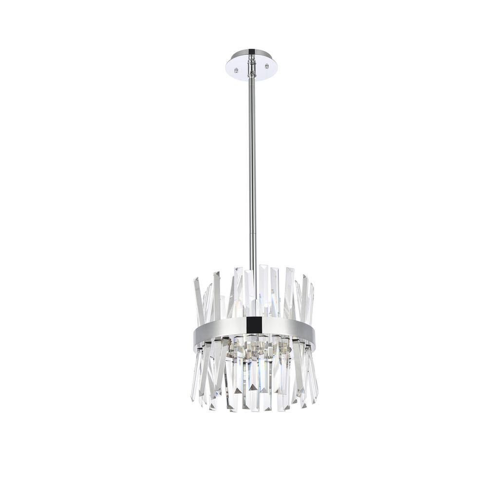 Back. Elegant Lighting - Serephina 12 inch crystal round pendant light in chrome - Chrome.
