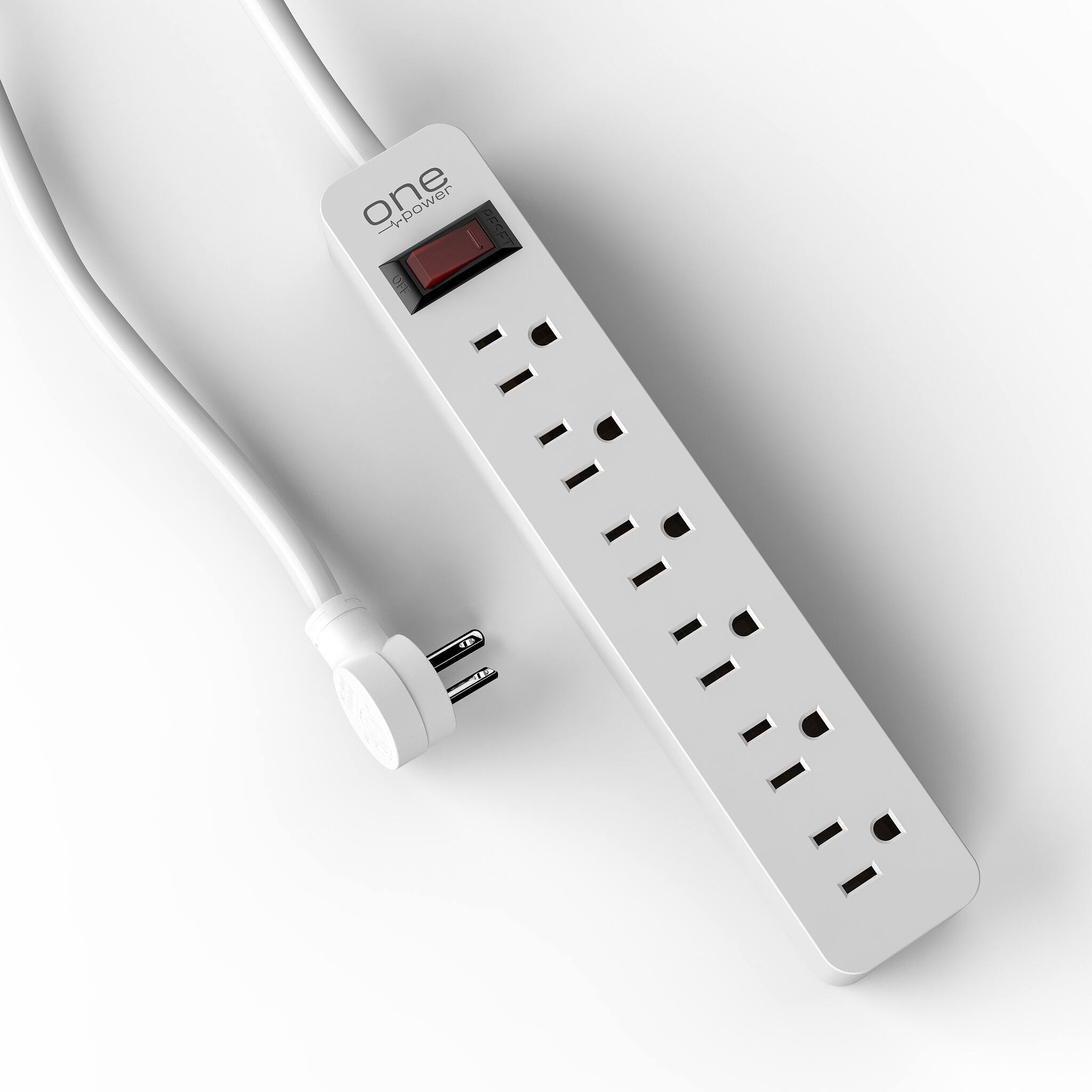 ProMounts - ONE Power PS601 6-Outlet Power Strip with 2-ft Cord & LED Switch - White