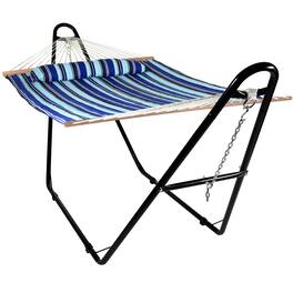 Sunnydaze - Large Quilted Hammock with Universal Steel Stand - Catalina Beach
