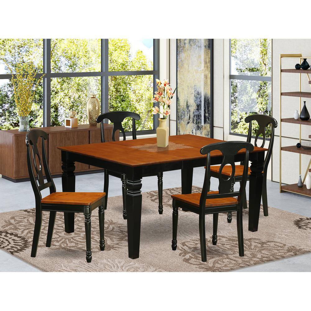 Back. East West Furniture - 5 Pc Kitchen table set with a Kitchen Table and 4 Wood Dining Chairs in Black - Black & Cherry.