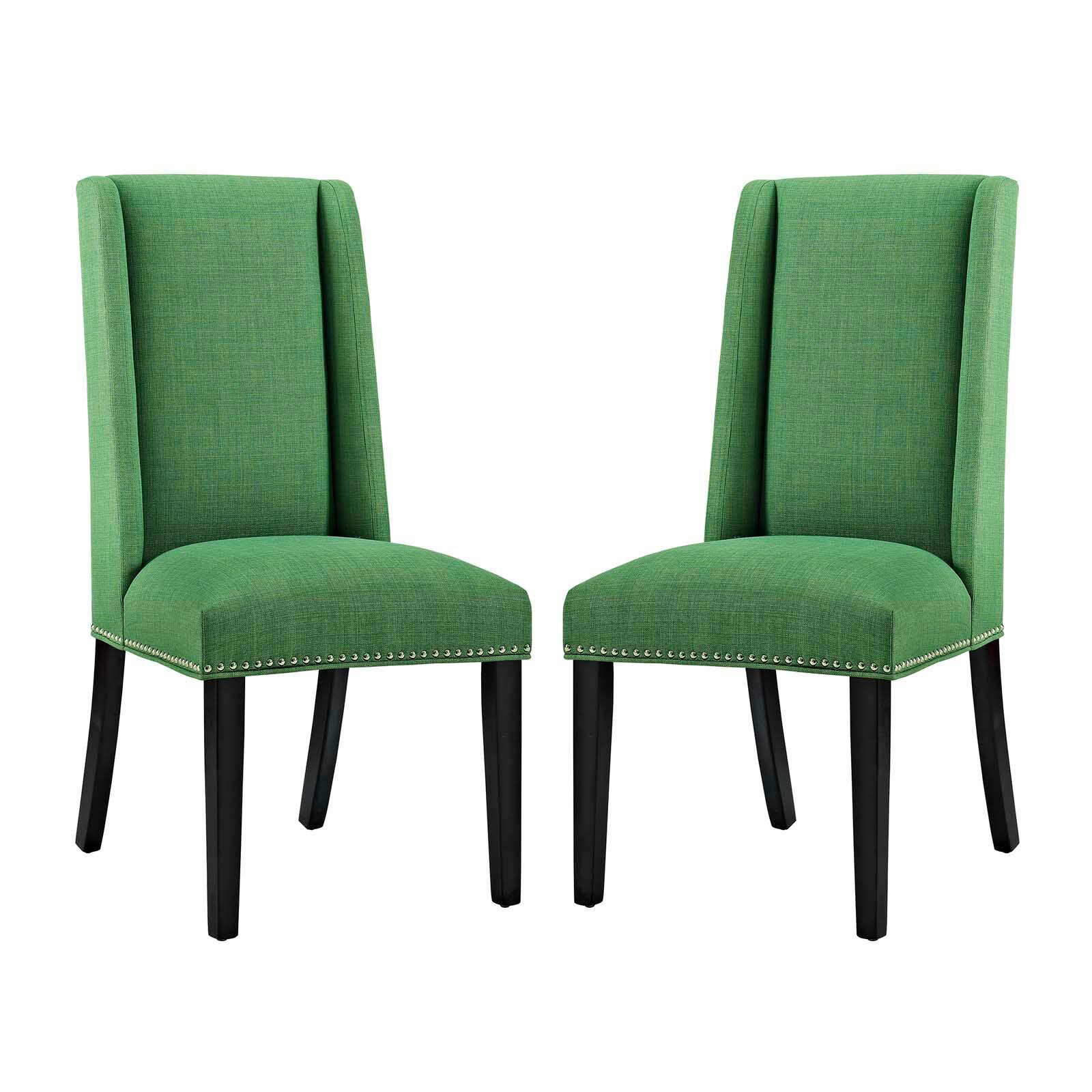 Front. Modway - Baron Fabric Dining Chair Set of 2 by Modway - Green.