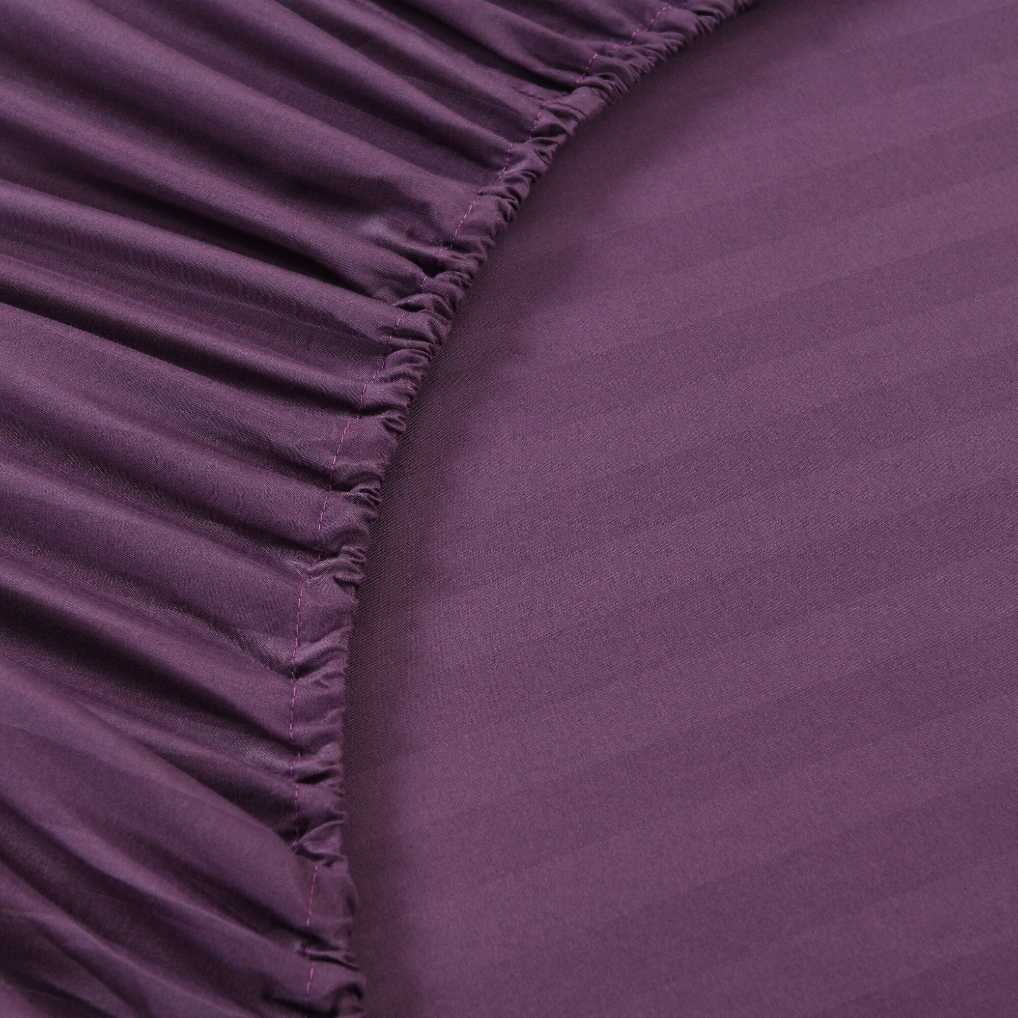 Back. MarCielo - Marcielo 4-Pieces Soft Striped Bed Sheets with 18 inches Deep Pocket - Purple.