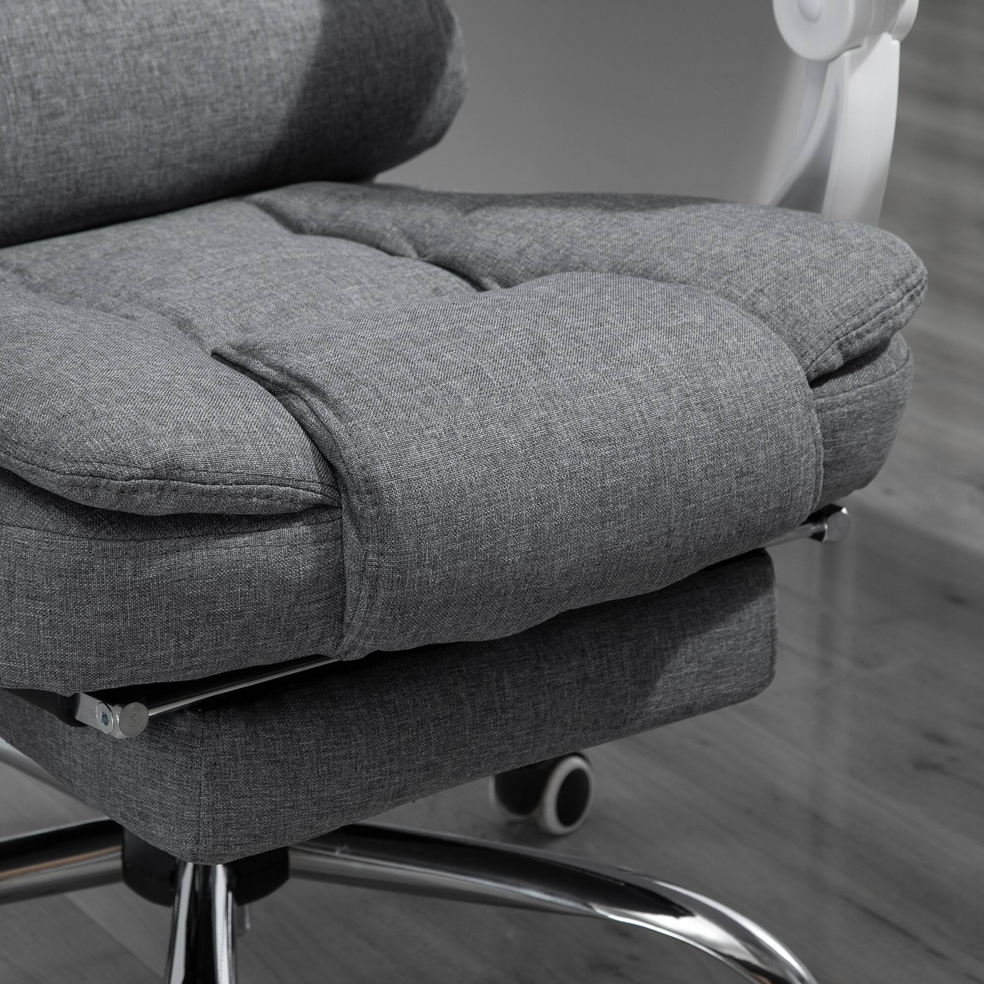 Alt View 8. Vinsetto - High-Back Executive Office Chair with Footrest, Linen-Fabric Computer Chair with Padded Armrests - Dark Grey.
