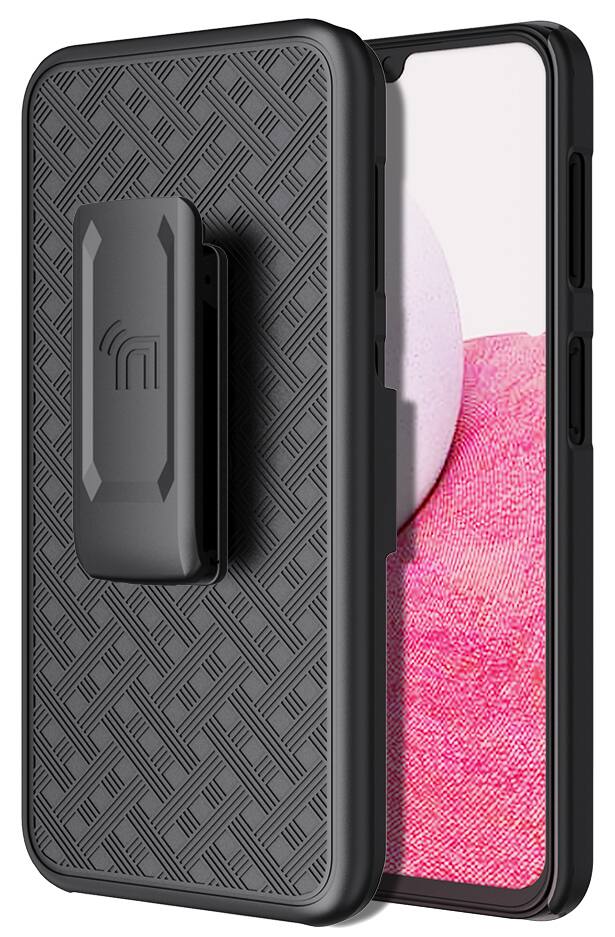 Alt View 6. Nakedcellphone - Case with Stand and Belt Clip Holster for Samsung Galaxy A14 5G - Black.