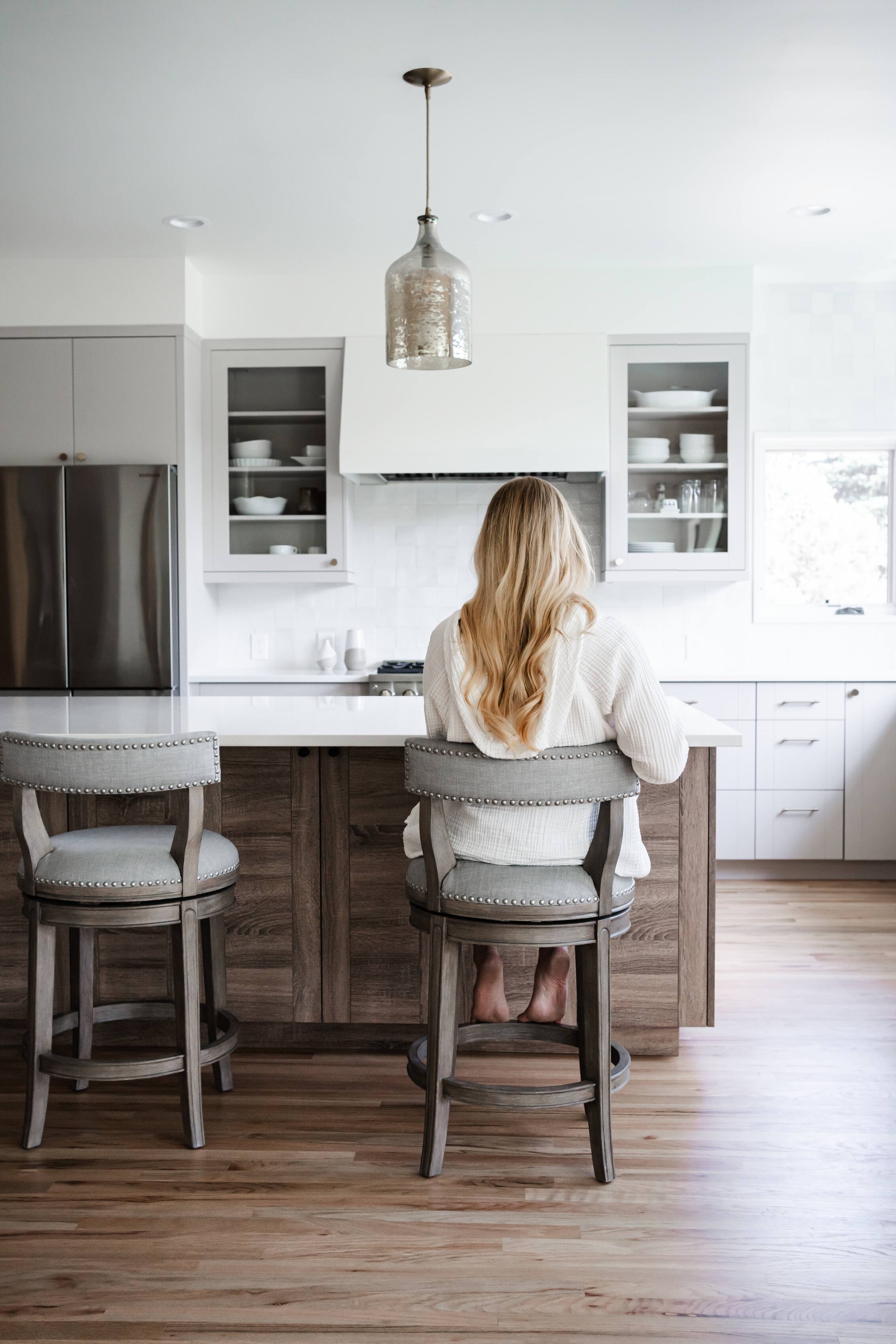 Alt View 4. Maven Lane - 26" Alexander Counter Stool in Reclaimed Oak Finish with  Fabric Upholstery - Reclaimed Oak.