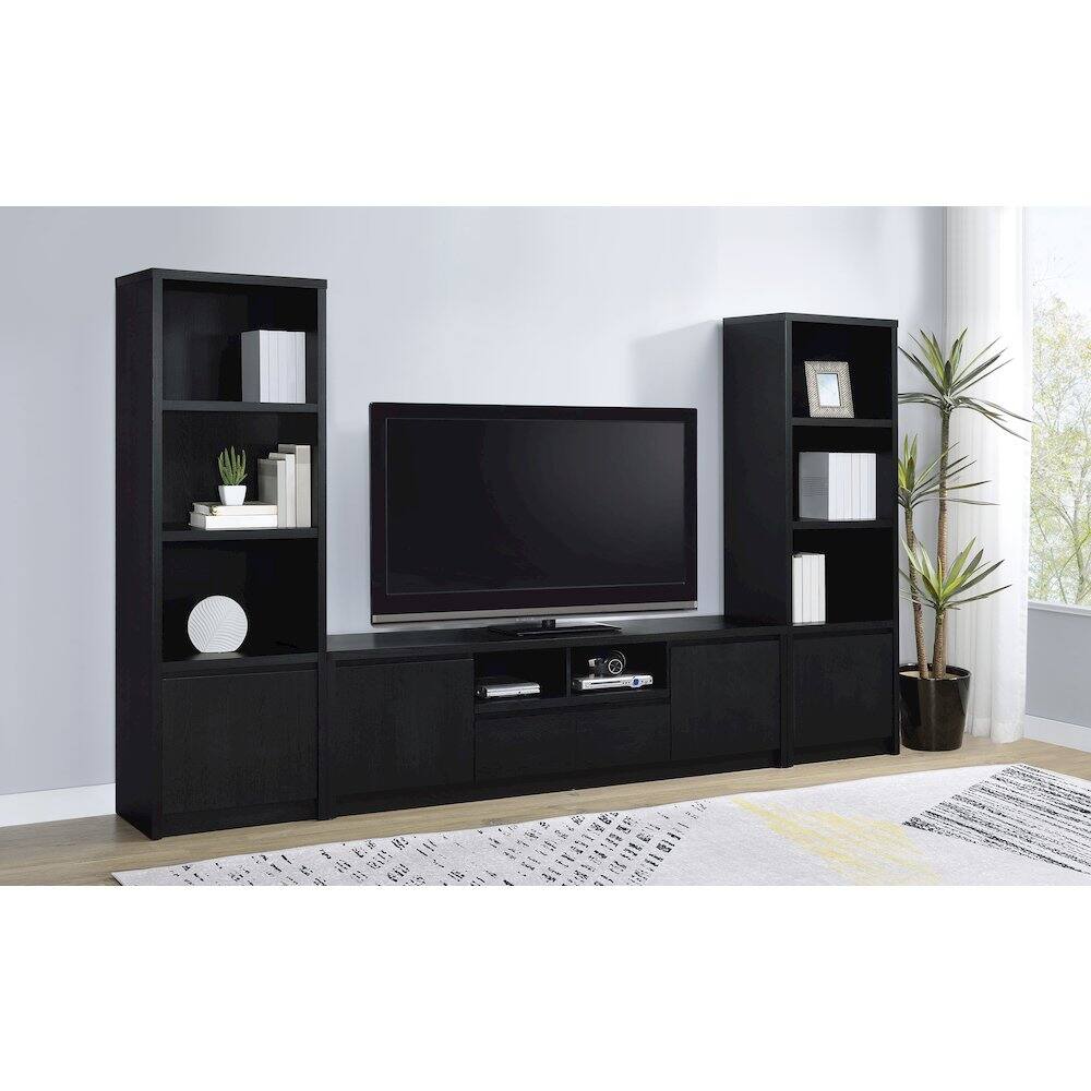 Alt View 3. Coaster Co. of America - Winfield 3-sheld Media Tower Entertainment Pier Black - Black.