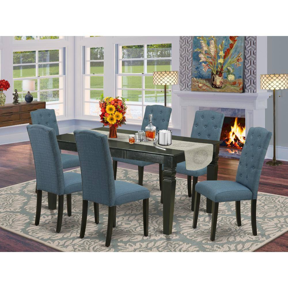 Left. East West Furniture - Dining Room Set Black - Brown.