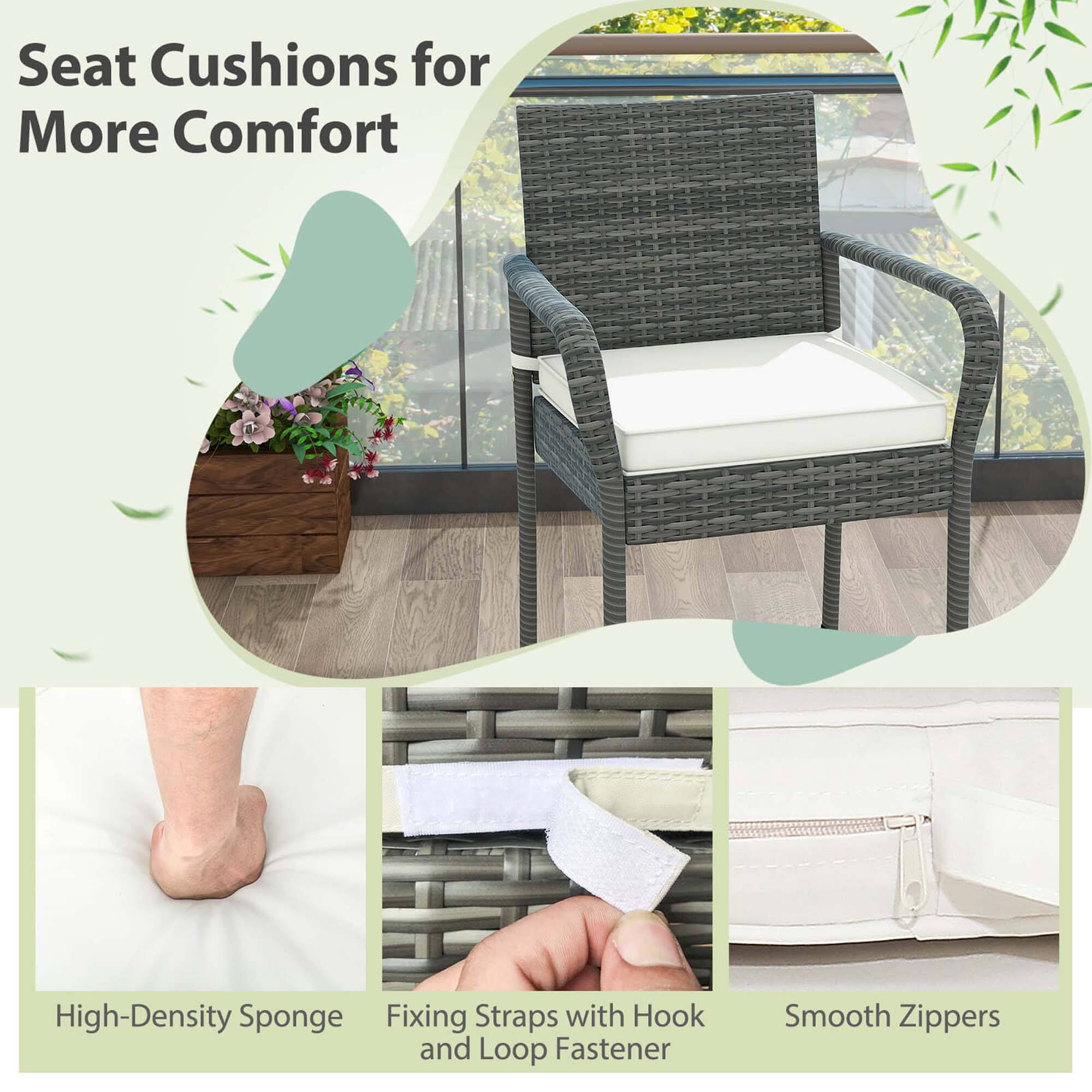 Seat Cushions for More Comfort

High-Density Sponge
Fixing Straps with Hook and Loop Fastener
Smooth Zippers