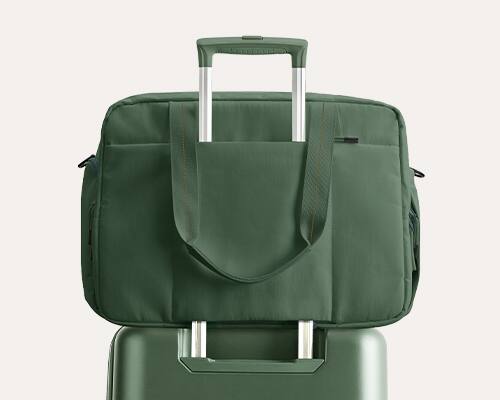 Alt View 1. Bagsmart - Moss 30L Weekender Duffle Bag, Water-Resistant Overnight Bag with 15.6" Laptop Compartment for Travel & Commute - Fern Green.