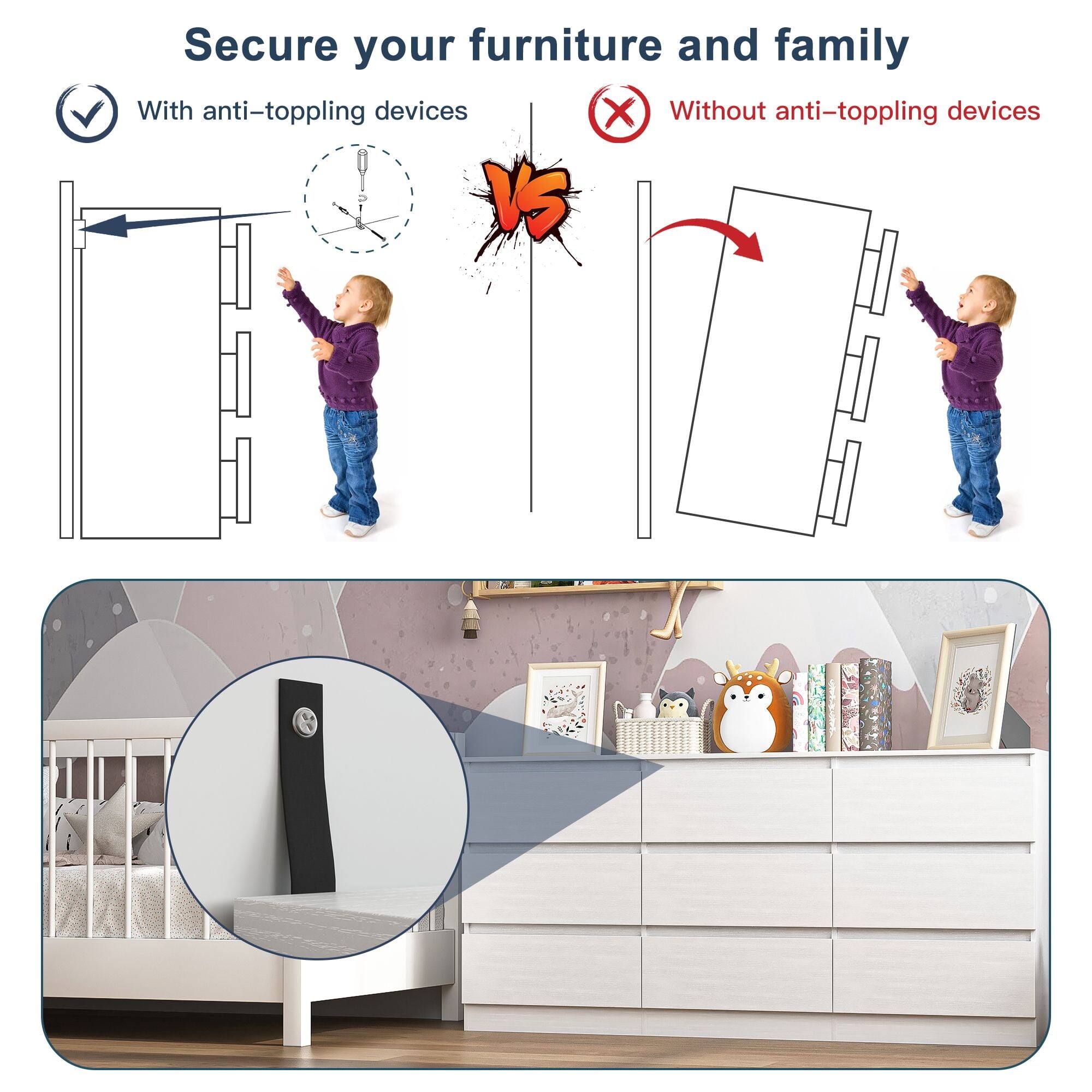 Secure your furniture and family

With anti-toppling devices

Without anti-toppling devices