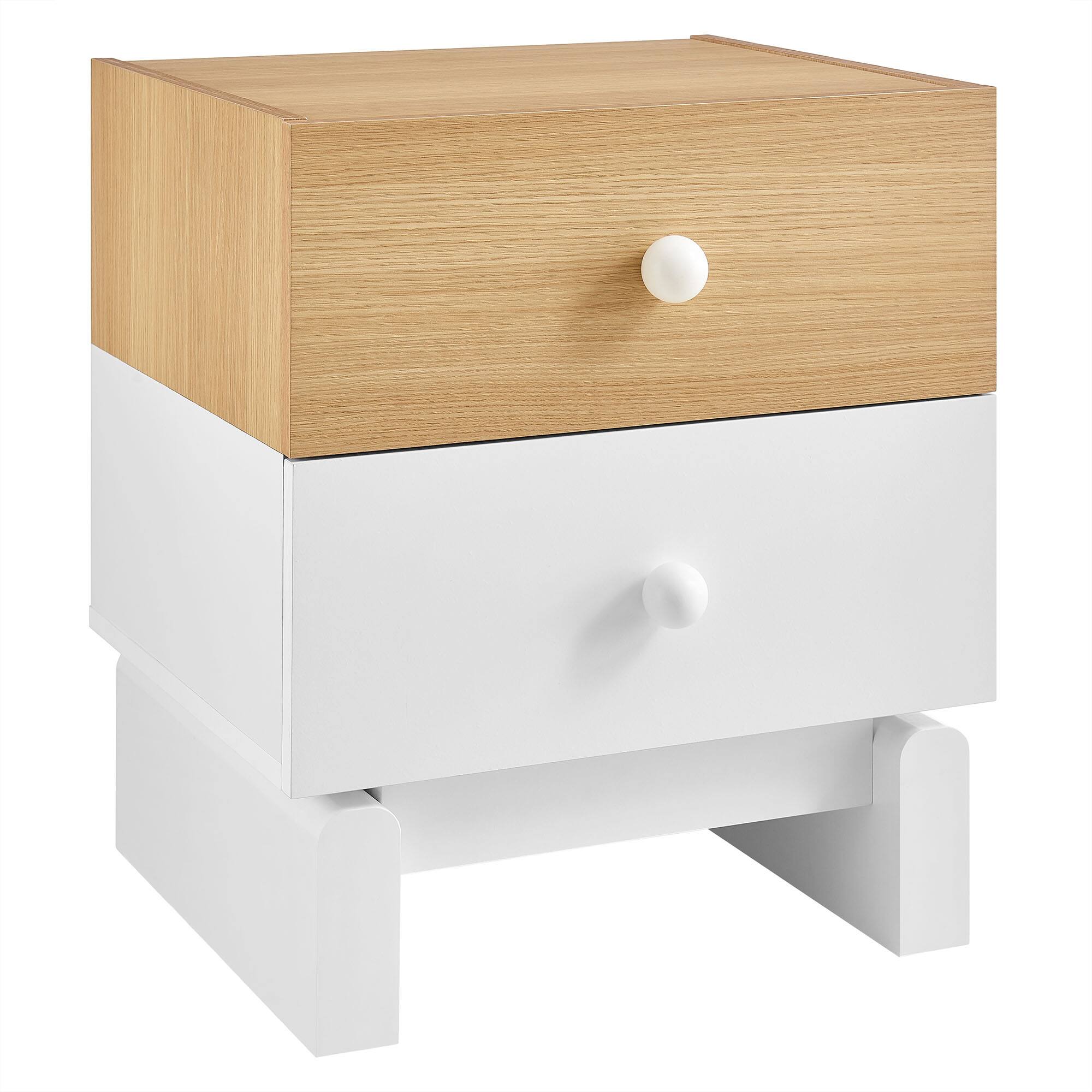 Angle. Modway - Nolia 2-Drawer Color Block Nightstand by Modway - Oak White.