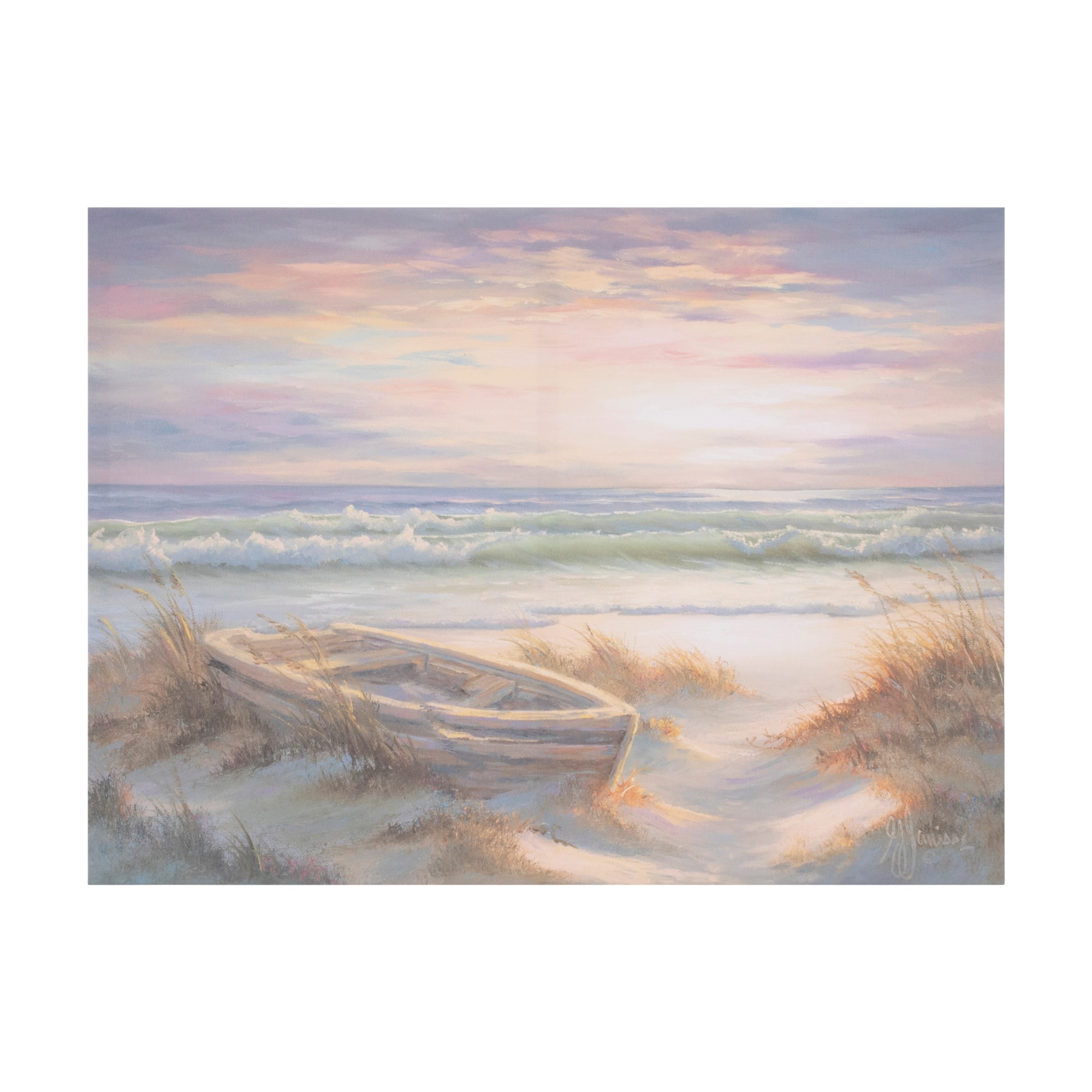 BreeBe - Ocean Landscape Canvas Art 24"L - Blue, Orange