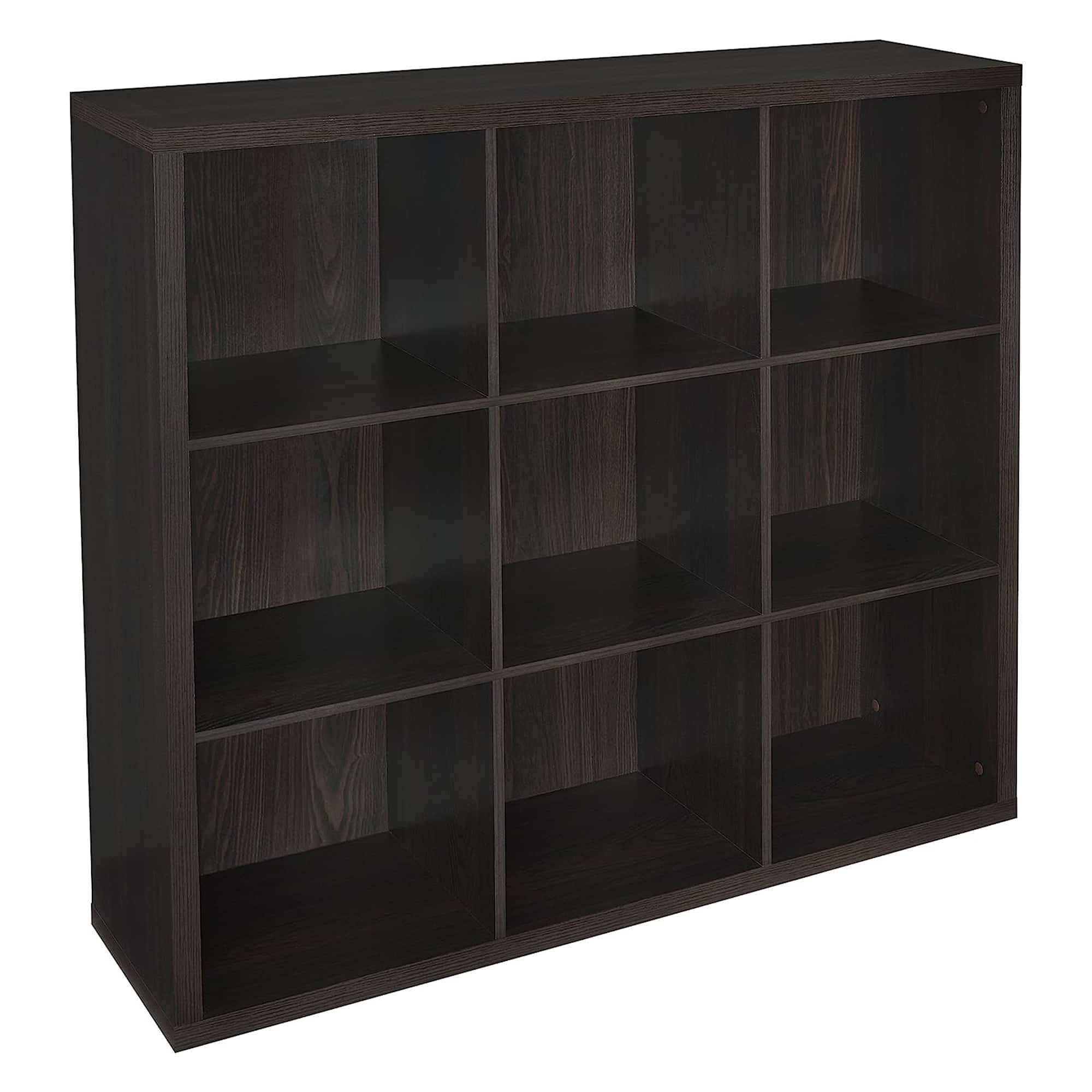 ClosetMaid - 9 Cube Storage Shelf Bookshelf Home Organizer with Back Panel, Black - Black Walnut