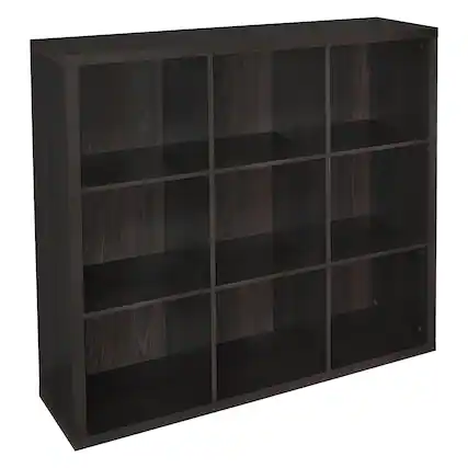 Front. ClosetMaid - ClosetMaid 9 Cube Storage Shelf Bookshelf Home Organizer with Back Panel, Black - Black Walnut.
