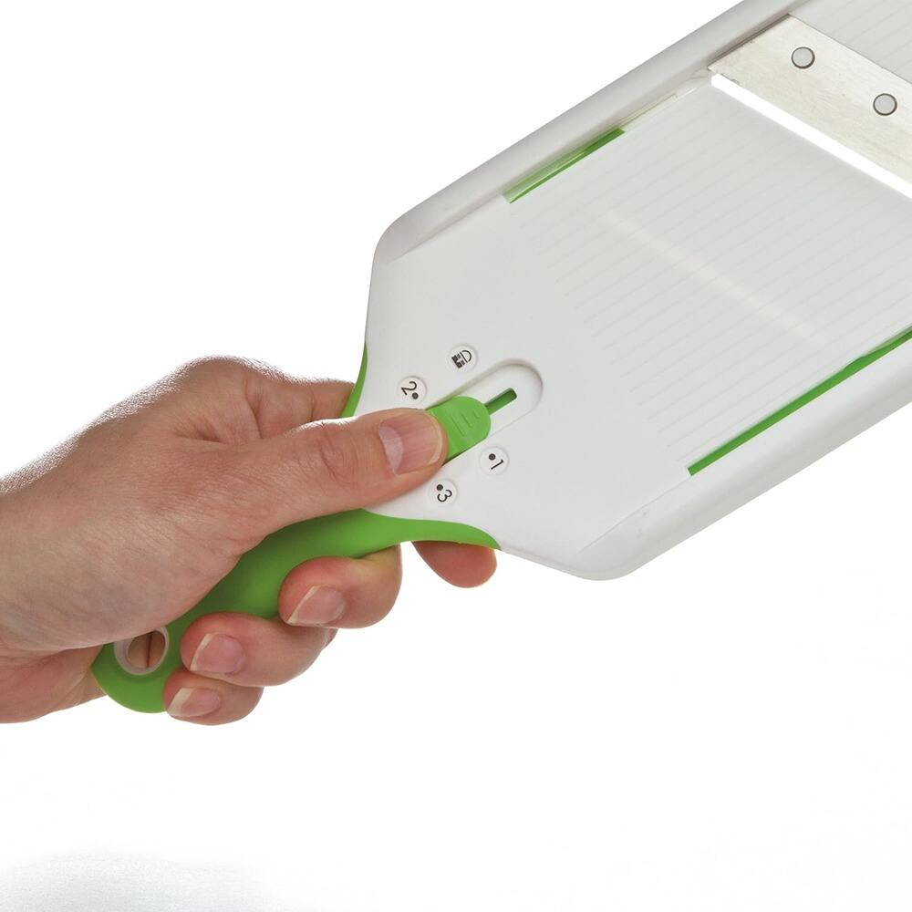 Angle. PARKER SLATER - Adjustable Mandoline Slicer, Green – For Vegetables, Fruits, and More - Green.