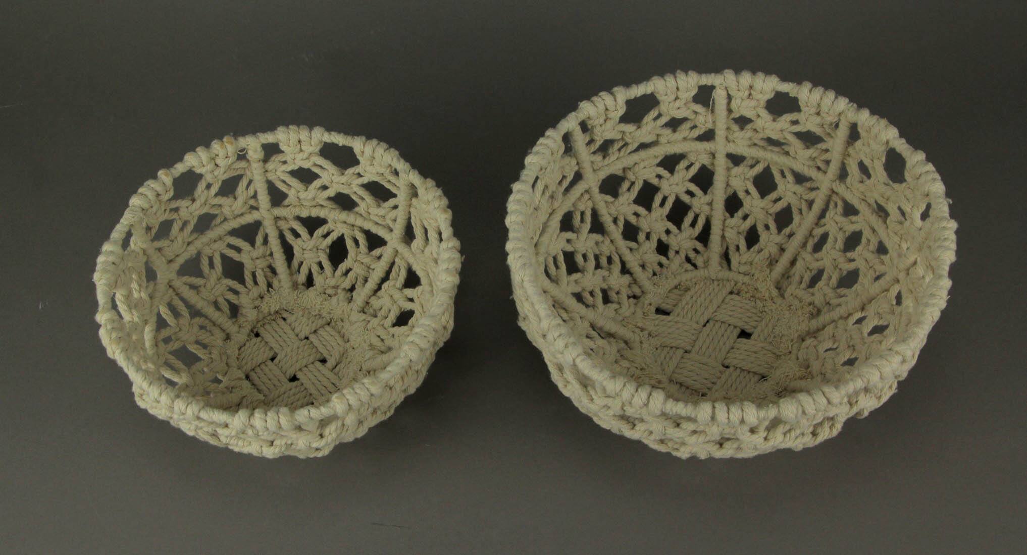 Alt View 1. Things2Die4 - Off-White Handwoven Macrame Decorative Bowls Set of 2 - Off-white.