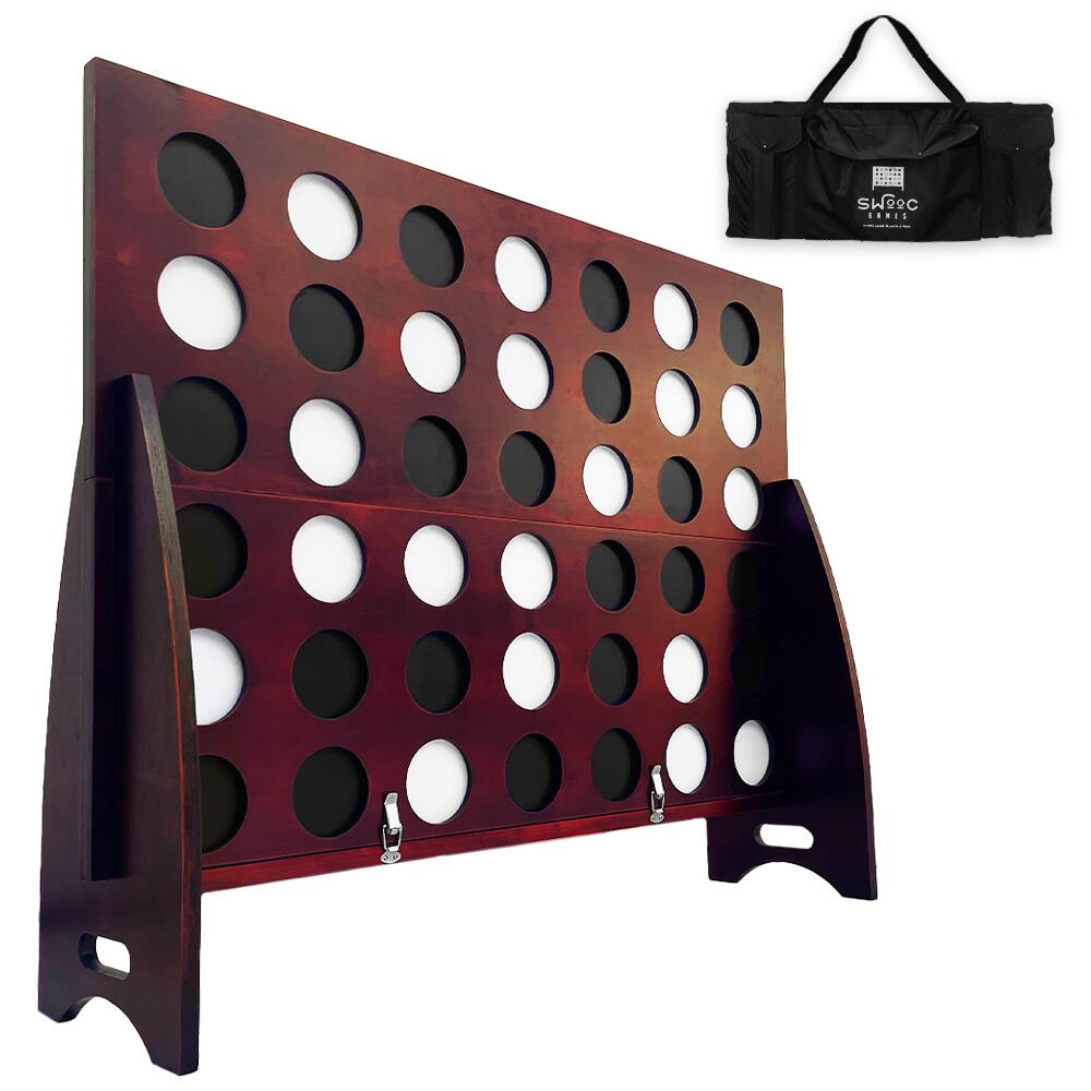 Swooc Games - XL Giant 4 In A Row (4ft x 3ft) - All Weather with Carrying Case & Noise Reducing Design - Giant Connect 4 Discs To Win - Brown