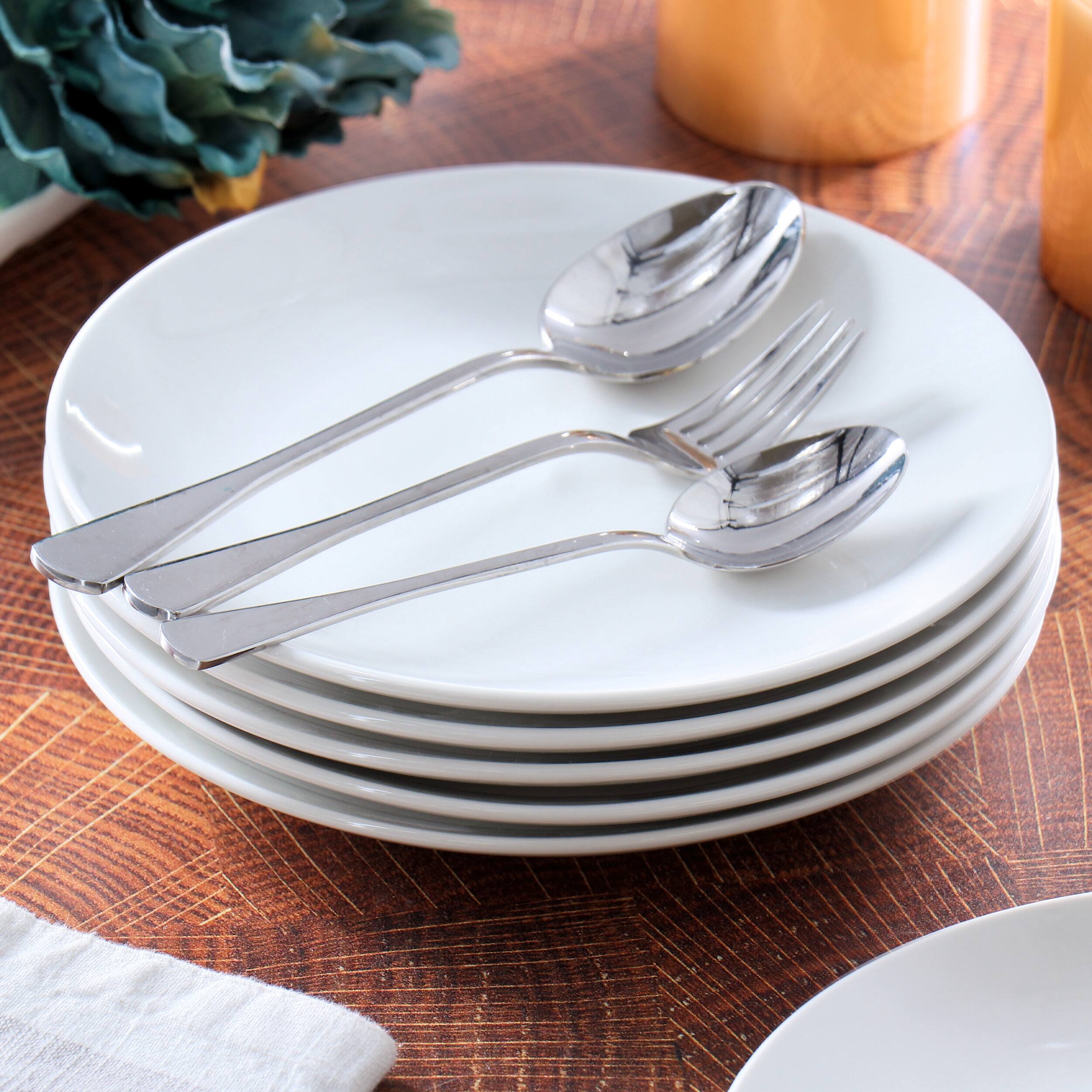 Alt View 6. Elama - Elama Professional Kitchen 12 Piece Round Porcelain Salad Plate Set in White - White.